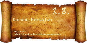 Kardos Bertalan névjegykártya